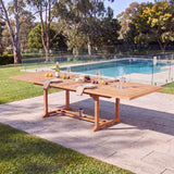 Teak Garden Furniture 2-3m Rectangle Extending Table with 4cm Top - Large Teak Outdoor Dining Table