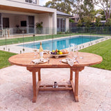 120cm to 170cm Round to Oval Extending Teak Table - Premium Extending Outdoor Table – Australian outdoor lifestyle setting