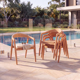 4 x Sydney Chairs with Cushions - Premium Teak Outdoor Dining & Lounge Chairs – Australian outdoor lifestyle setting