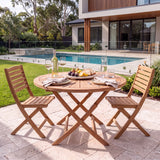 120cm Sunshine Round Teak Folding Table with 4cm Table Top - Premium Folding Outdoor Table – Australian outdoor lifestyle setting